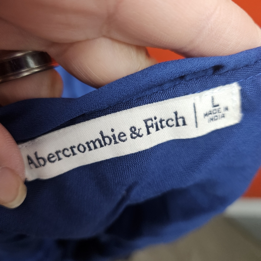 Abercrombie & Fitch Blue Ruffle Tiered Mini Dress | Size L - Picture 2 of 5